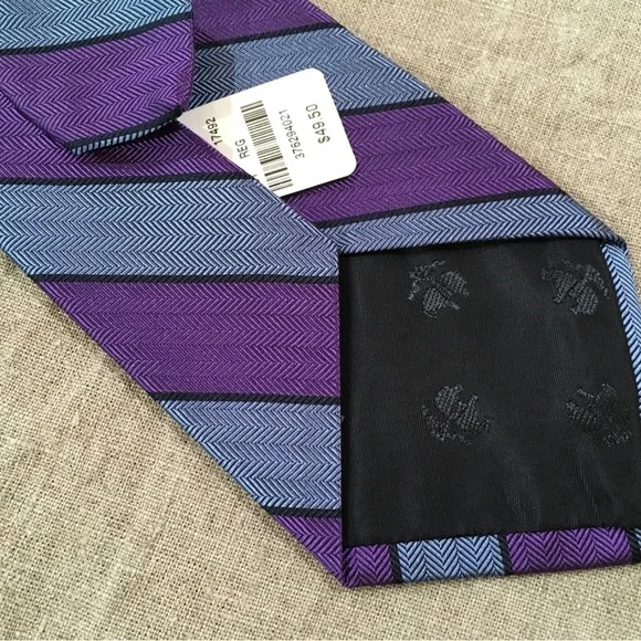 346 Brooks Brothers Neck Tie Men's Purple Blue Striped Pure Silk Made in USA - Picture 3 of 9